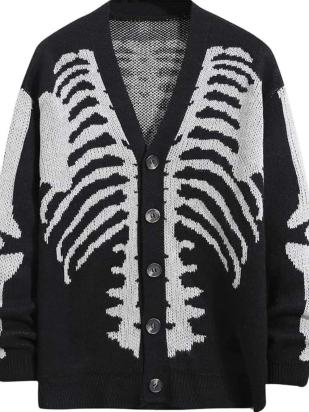 Goth skeleton knit bones horror punk New nwt cardigan sweater knit